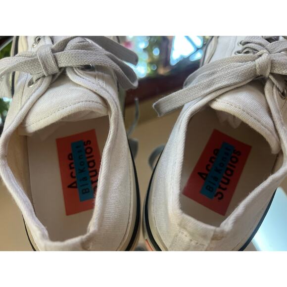 ACNE STUDIOS Blå Kanst Canvas Sneakers - Picture 7 of 9